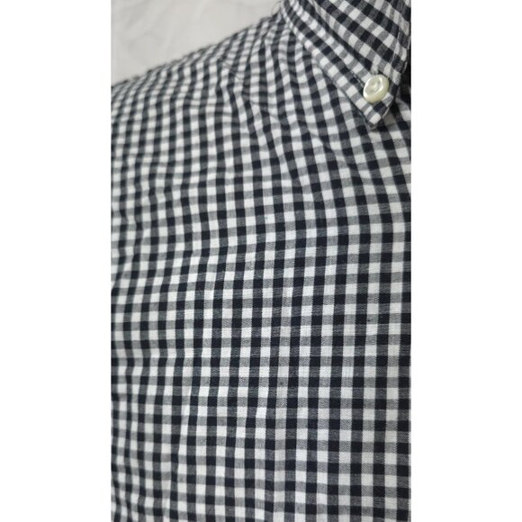 CHAPS Easy Care Mens Large Black White Check Plaid Button Down Logo Shirt - Picture 5 of 13